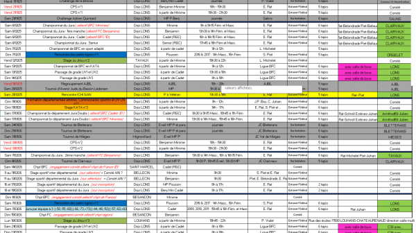 Calendrier du Jura 2025/2026